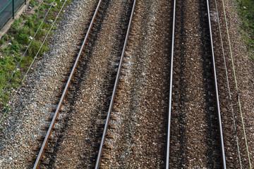 Obraz premium Top view of railroad tracks