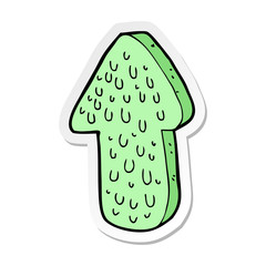 sticker of a cartoon slimy arrow symbol