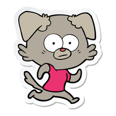 sticker of a nervous dog cartoon