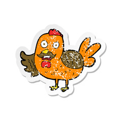 retro distressed sticker of a cartoon old rooster