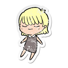 distressed sticker of a cartoon woman
