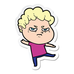 sticker of a cartoon angry man