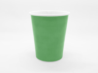 Colorful Glass Cup made from Plastic Paper in white Isolated Background