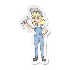 sticker of a cartoon woman with spanner
