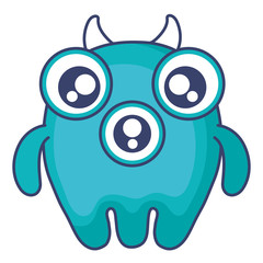 crazy monster with three eyes comic character