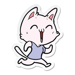 sticker of a happy cartoon cat