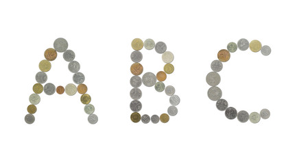 Alphabet with old coins