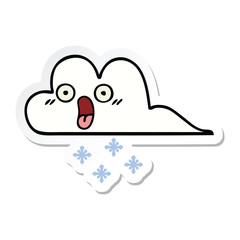 sticker of a cute cartoon shocked snow cloud