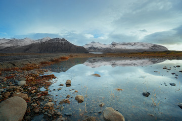 Iceland Travel Sunset Black Sand Beach Horses Airplane Glacier