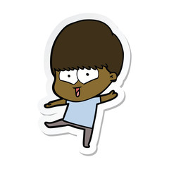 sticker of a cartoon happy boy