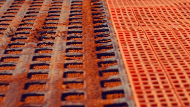 Tennis court maintenance Clean clay court surface. 4k, slow motion 75fps