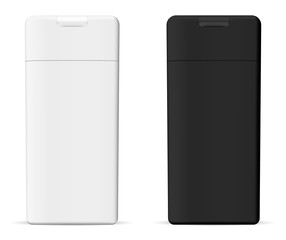 Square Shampoo Bottle Set. Cosmetic Packaging Mockup Template. Rectangular 3d Realistic Pack for Hair Conditioner, Balm, Shower Gel. Hygiene Liquid Care Product Flask. Eps Vector Jar.