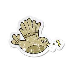 retro distressed sticker of a cartoon singing bird