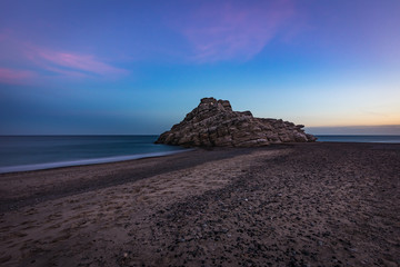 View of sunset on Torn beach in Tarragona, Spain