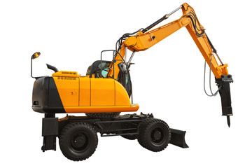 Backhoe loader or bulldozer - excavator isolated with clipping path