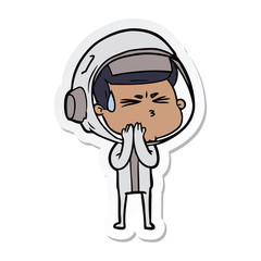 sticker of a cartoon stressed astronaut