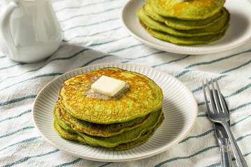 Obraz na płótnie Canvas Homemade Matcha Green Tea Pancakes