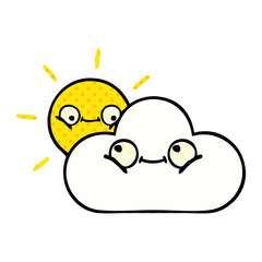 comic book style cartoon sunshine and cloud