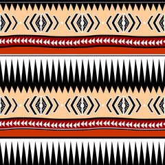 Motif tribal bohème harmonieux avec arrière-plan ethnique dessiné à la main abstrait tendance coloré pour l& 39 impression textile de mode. Symbole culturel des rayures mayas.