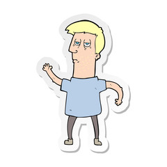 sticker of a cartoon bored man