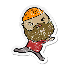distressed sticker of a cartoon man with beard