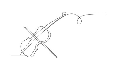 continuous line drawing of violin minimalist design © ngupakarti