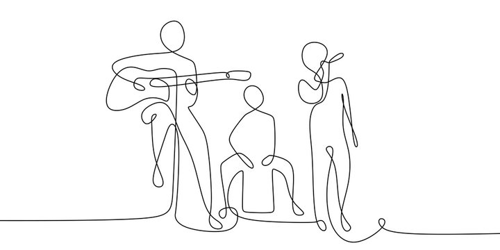 minimalist line art band playing music clip art preview