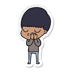 sticker of a cartoon calm boy