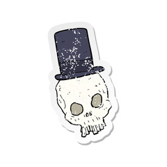 Obraz na płótnie Canvas retro distressed sticker of a cartoon skull wearing top hat