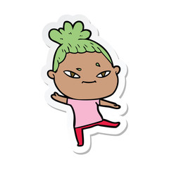 sticker of a cartoon woman