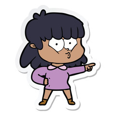 sticker of a cartoon whistling girl