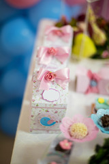 Sweets and decoration on the table - Children's birthday garden theme