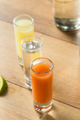 Alcoholic Sangrita Mexican Flag Cocktail