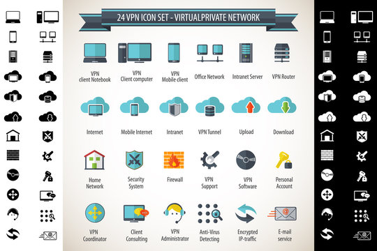VPN icon set - 24 icon set - Virtual Private Network