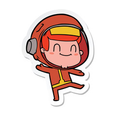 sticker of a happy cartoon astronaut man