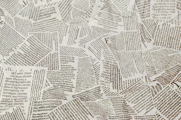 Foto op Canvas Zwart-wit herhalende gescheurde krant achtergrond. Continu patroon links, rechts, omhoog en omlaag © volody10