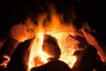 white hot fire of logs