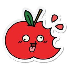 sticker of a cute cartoon red apple