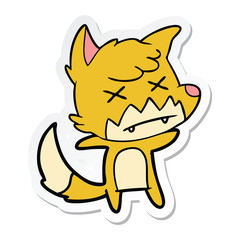 sticker of a cartoon dead fox