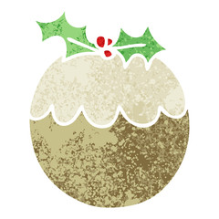 quirky retro illustration style cartoon christmas pudding