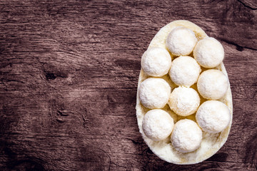 white chocolate easter egg, creamy and tasty filling. Homemade Easter egg.