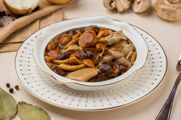 salted mushrooms in a plate