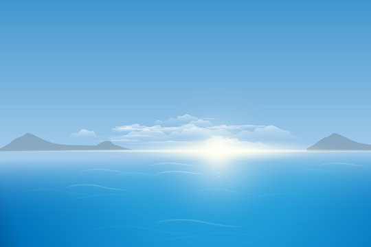  blue sea, sky background. vector illustration