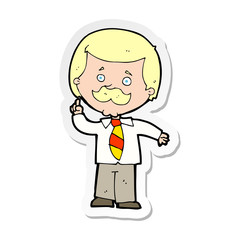 sticker of a cartoon newsreader man with idea