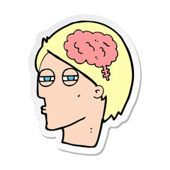 sticker of a cartoon man thinking carefully