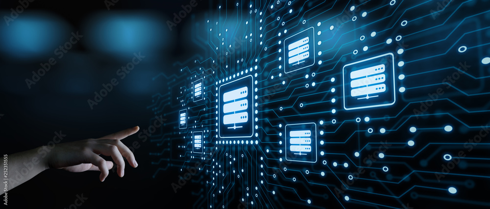 Wall mural server network data business internet technology concept
