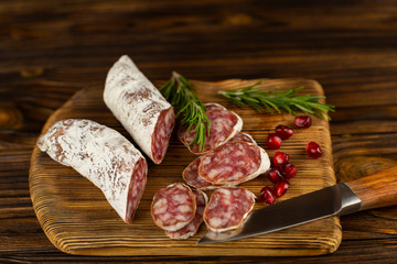 Sausage slices close up