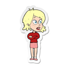 sticker of a cartoon surprised woman