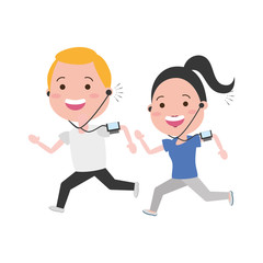 sport man and woman run