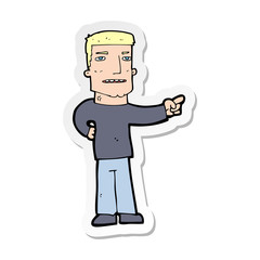 sticker of a cartoon man pointing